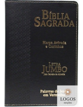 Bíblia Sagrada - ARC - letra jumbo - harpa avivada e corinhos - capa preta. 7908084603724