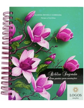 Bíblia Sagrada com espaço para anotações - ARC - Flores pink. 7908084611798