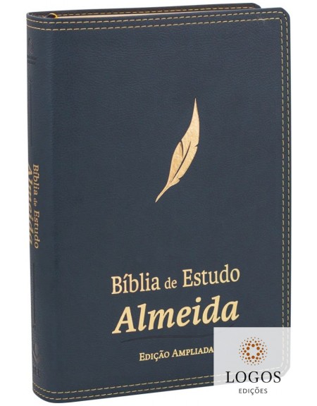 Bíblia de Estudo Almeida - edição ampliada - NAA - capa luxo - azul escuro. 7899938418444