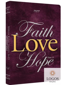 Bíblia King James 1611 - capa ultra-fina - Lettering Bible - Faith, love, hope. 9786586996579