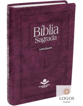Bíblia Sagrada - letra gigante - púrpura nobre com beiras prateadas e índice digital. 7898521811969
