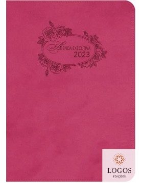 Agenda executiva 2023 - Pão Diário - capa PU feminina - rosa. 7899981201796
