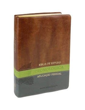 Bíblia de Estudo Cronológica Aplicação Pessoal - capa luxo - Castanho e verde