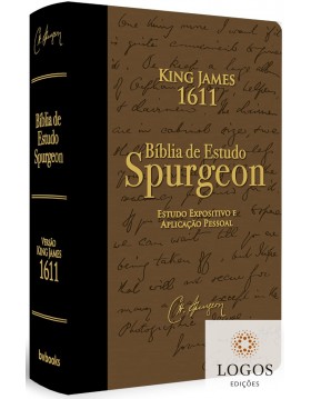 Bíblia de Estudo Spurgeon - King James 1611 - capa luxo preta e castanho. 9786586996647