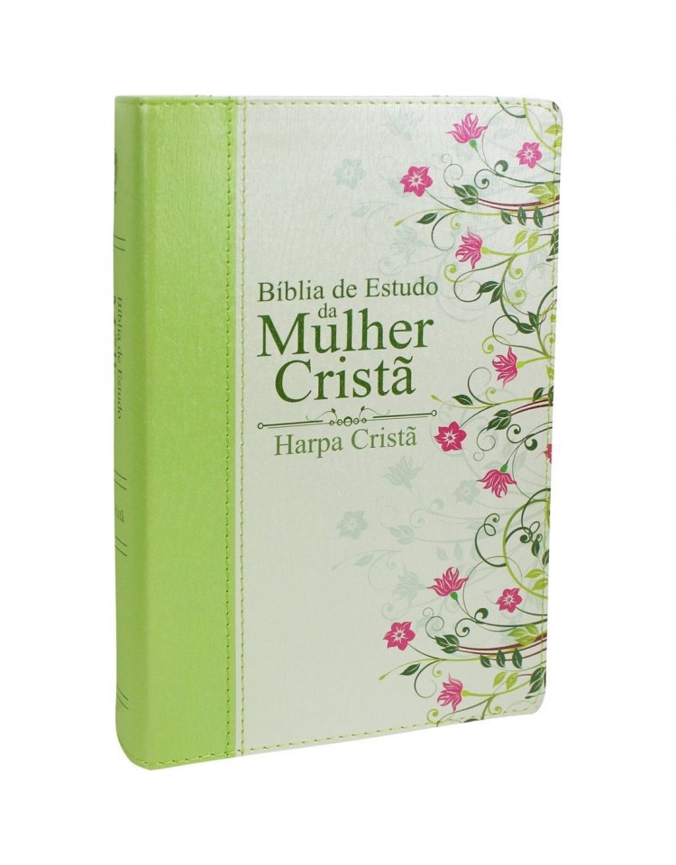Bíblia de Estudo da Mulher Cristã - com harpa - média - capa luxo verde