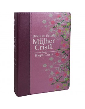 Bíblia de Estudo da Mulher Cristã - com harpa - média - capa luxo rosa