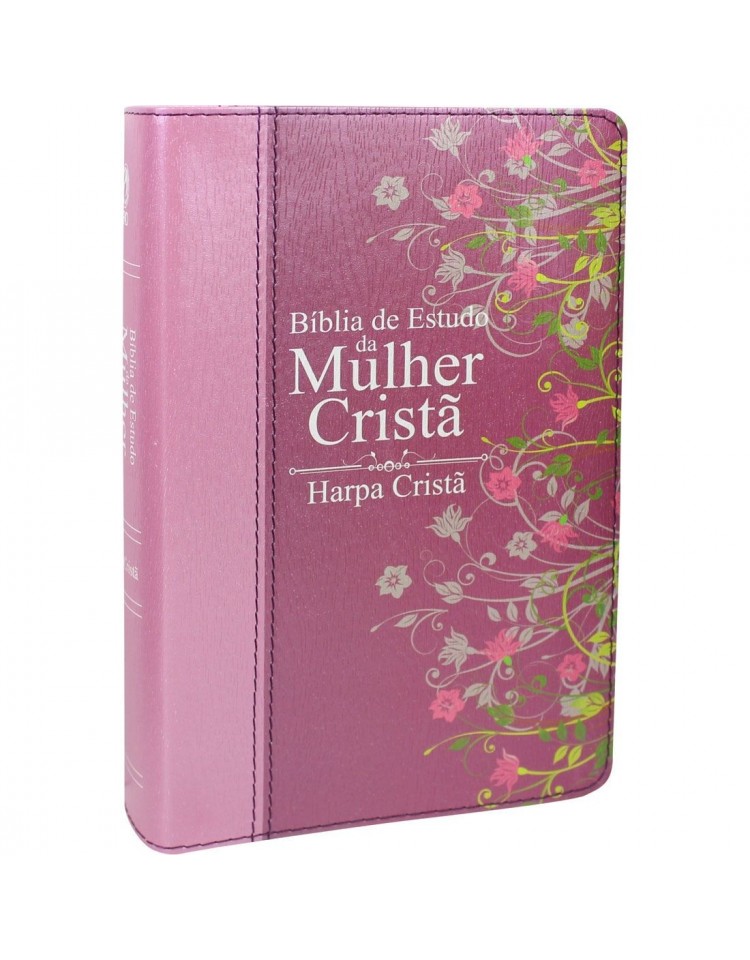 Bíblia de Estudo da Mulher Cristã - com harpa - média - capa luxo pink
