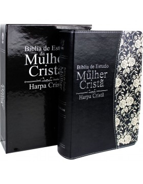 Bíblia de Estudo da Mulher Cristã - com harpa - média - capa luxo preta