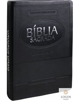 Bíblia Sagrada - letra gigante - capa preta com beiras douradas e índice digital. 7898521811112