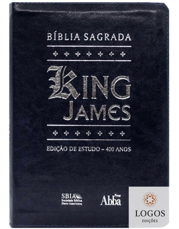 Bíblia de Estudo King James Atualizada - edição 400 anos - letra grande - capa com fecho - azul. 45077