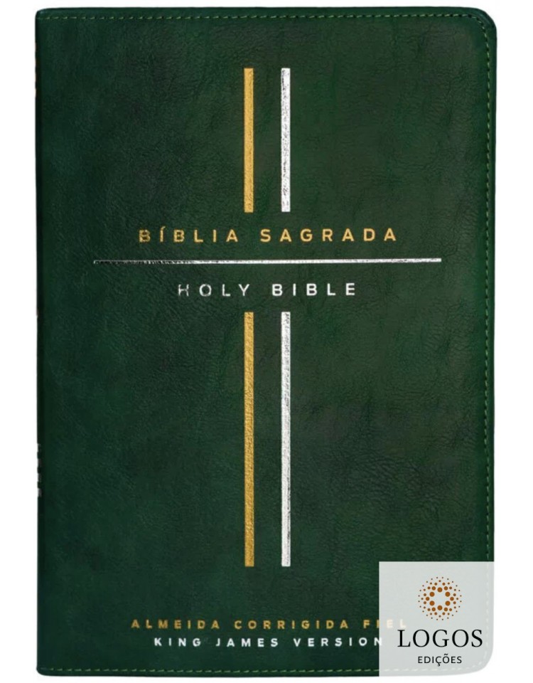 Bíblia Bilingue ACF/KJV - português/inglês - capa luxo - verde. 9788571670747