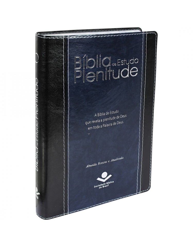 Bíblia de Estudo Plenitude - capa luxo - preta e azul. 7899938416532