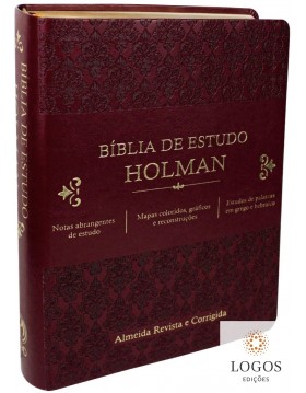 Bíblia de Estudo Holman - capa luxo vinho. 7898203067899