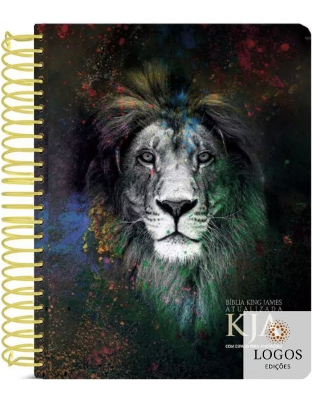 Bíblia King James Atualizada - com espaço para anotações - capa espiral - Leão glória e honra. 7908084619374