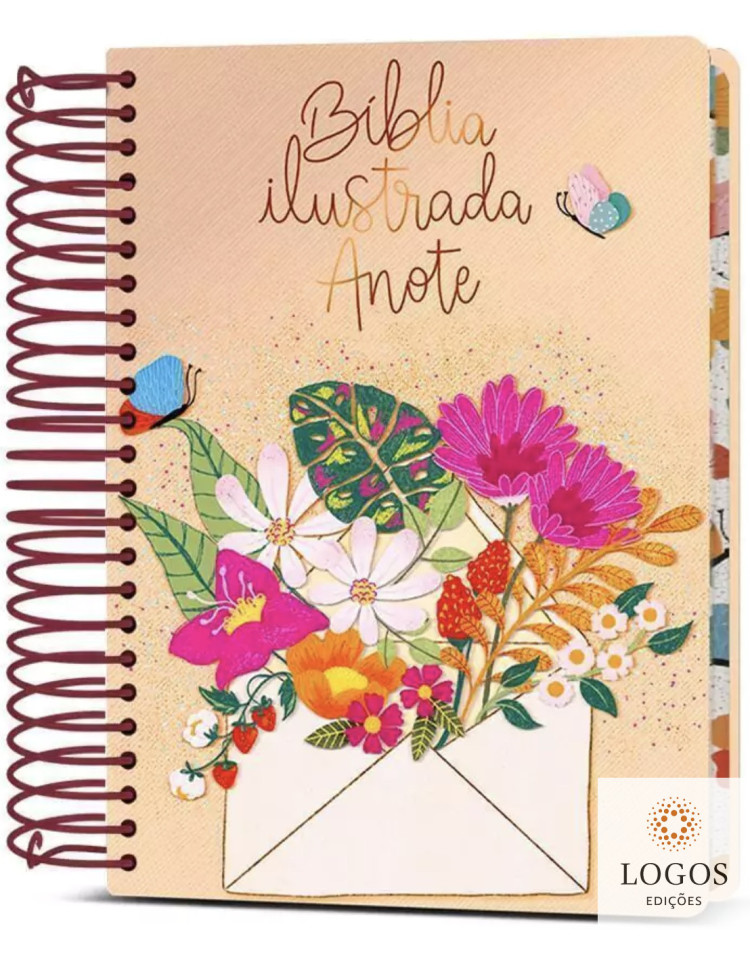 Bíblia Anote Ilustrada - NVT - letra grande - capa espiral - cartão de primavera. 9786556553399