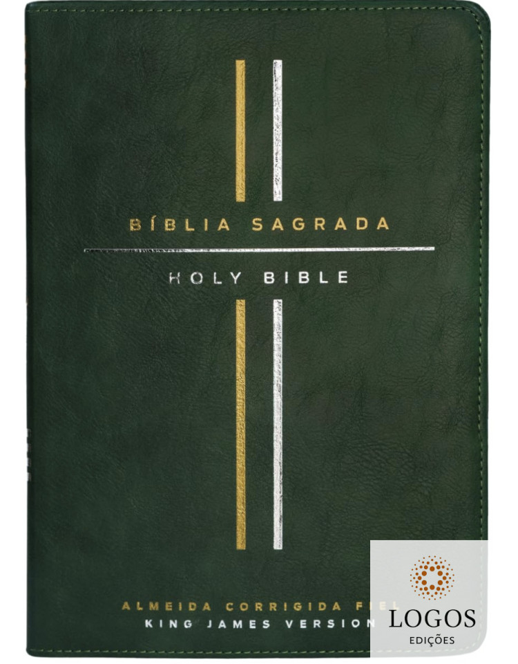 Bíblia Bilingue ACF/KJV - português/inglês - capa luxo - verde. 9788571670747