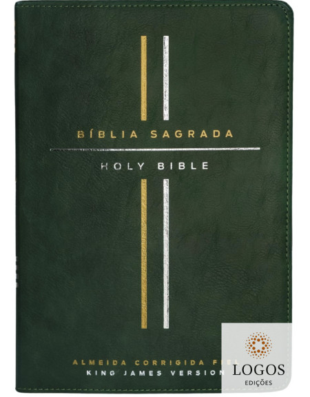 Bíblia Bilingue ACF/KJV - português/inglês - capa luxo - verde. 9788571670747