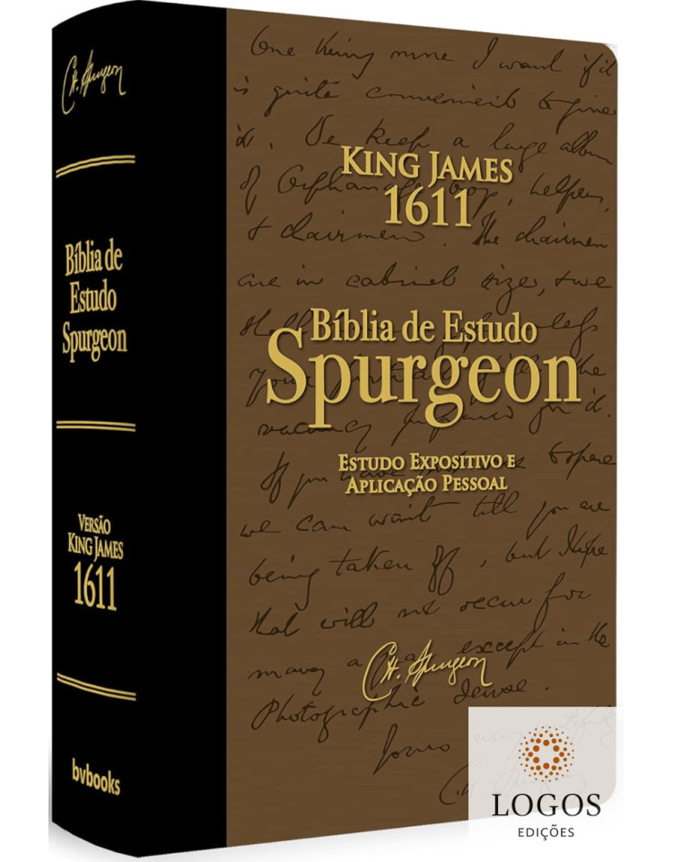 Bíblia de Estudo Spurgeon - King James 1611 - capa luxo preta e castanho. 9786586996647