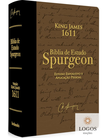 Bíblia de Estudo Spurgeon - King James 1611 - capa luxo preta e castanho. 9786586996647