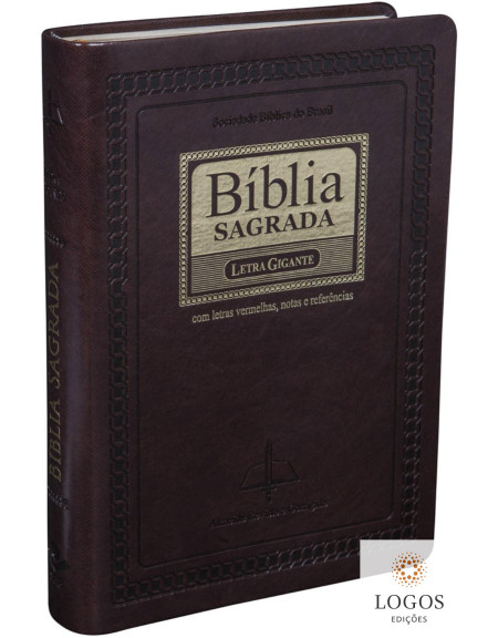 Bíblia Sagrada - letra gigante - castanho nobre com beiras douradas e índice digital. 7898521810733