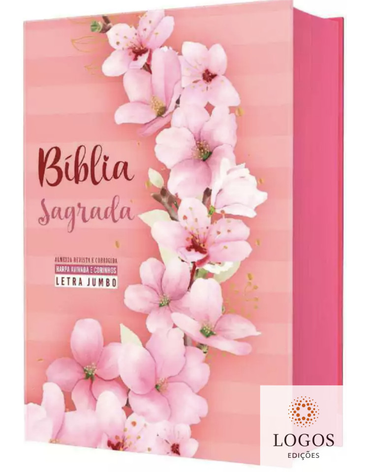 Bíblia Sagrada - ARC - com Harpa Avivada e Corinhos - letra jumbo - capa dura - Ramos flores pink. 7908084620561