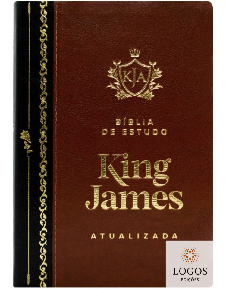 Bíblia de Estudo King James Atualizada - letra grande - capa luxo castanho e preto. 9786589938569