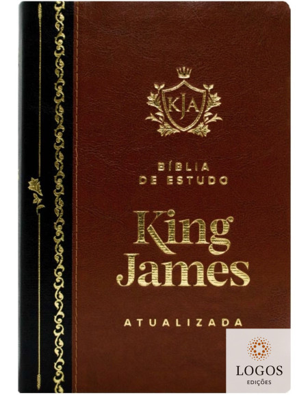 Bíblia de Estudo King James Atualizada - letra grande - capa luxo castanho e preto. 9786589938569