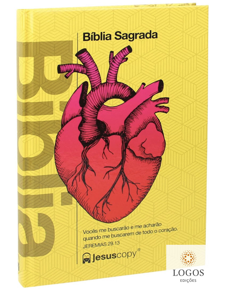 Bíblia JesusCopy - NAA - capa dura - Coração - amarelo. 7899938407196