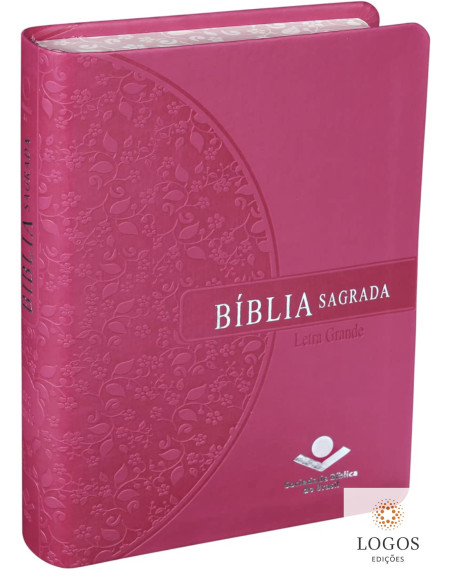 Bíblia Sagrada - compacta com letra grande - capa pink com beiras floridas. 7898521815912