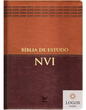 Bíblia de Estudo NVI - edição de luxo - capa PU castanho e caramelo. 9788000004877