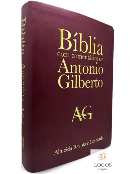 Bíblia com comentários de Antonio Gilberto - capa luxo bordô. 7908234014943