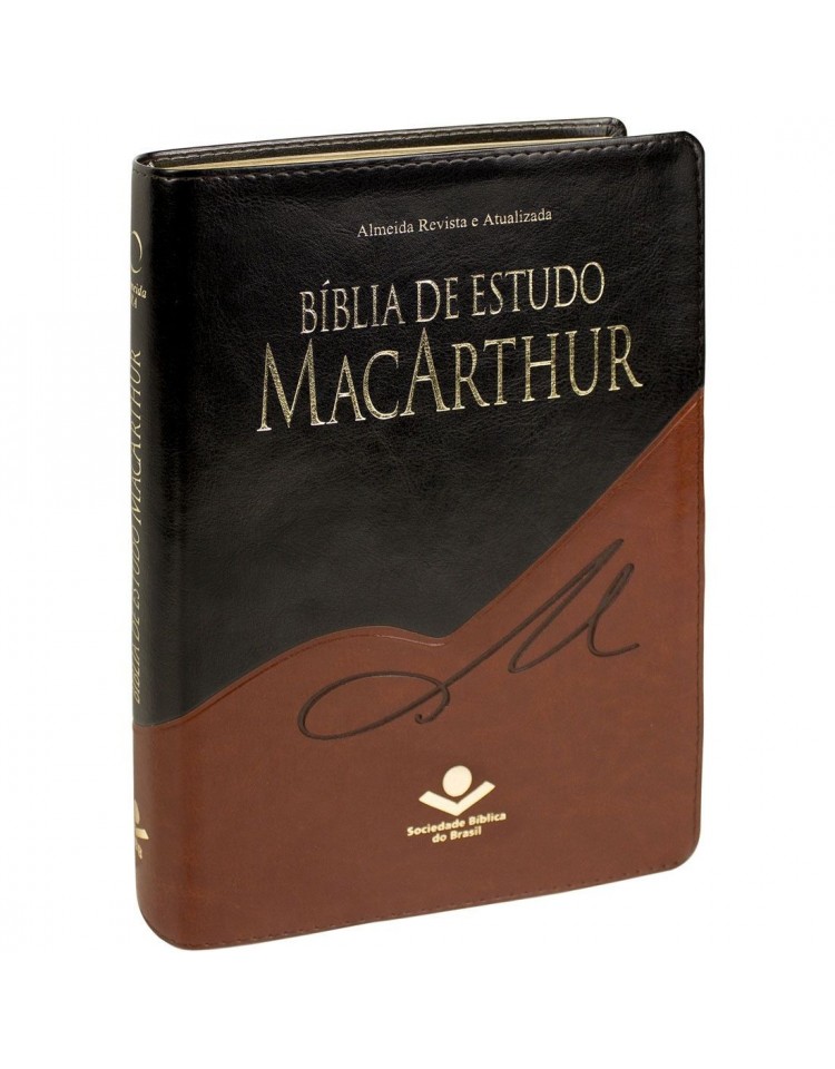Bíblia de Estudo MacArthur - RA - capa luxo - preto e castanho