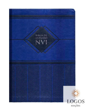 Bíblia de Estudo NVI - edição de luxo - capa PU azul. 9788000004860