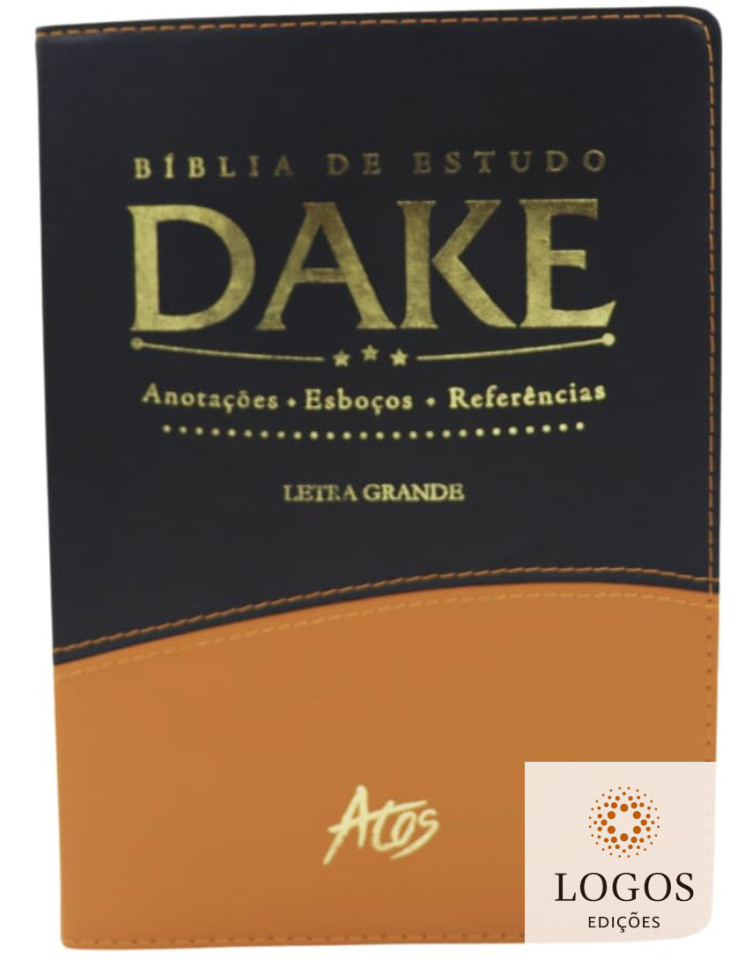 Bíblia de estudo DAKE - letra grande - capa luxo - preta e caramelo. 9786599870675