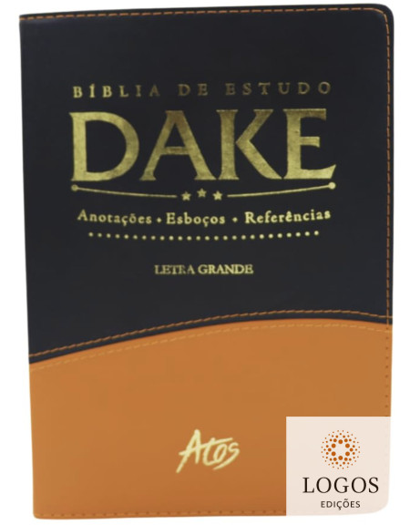 Bíblia de estudo DAKE - letra grande - capa luxo - preta e caramelo. 9786599870675