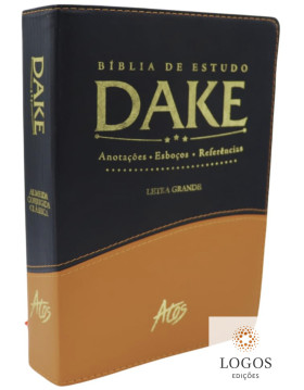 Bíblia de estudo DAKE - letra grande - capa luxo - preta e caramelo. 9786599870675