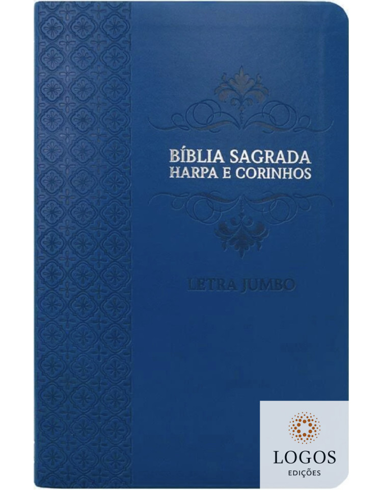 Bíblia Sagrada - ARC - com Harpa e Corinhos - Full Color - Letra Jumbo - Capa Luxo - Arabesco Azul. 7908084623449