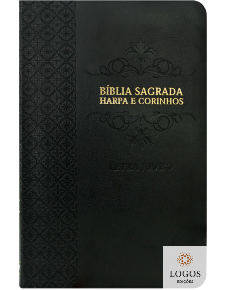 Bíblia Sagrada - ARC - com Harpa e Corinhos - Full Color - Letra Jumbo - Capa Luxo - Arabesco Preto. 49753