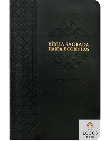 Bíblia Sagrada - ARC - com Harpa e Corinhos - Full Color - Letra Jumbo - Capa Luxo - Arabesco Preto. 49753