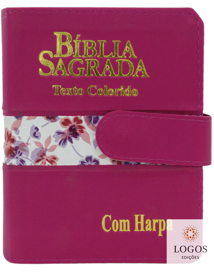 Bíblia Sagrada - ARC - com Harpa Avivada e Corinhos - letra grande -  texto colorido - carteira com caneta - pink. 49736 Bíblia Sagrada - ARC - com Harpa Avivada e Corinhos - letra grande -  texto colorido - carteira com caneta - pink. 49736