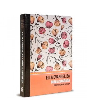 Bíblia Sagrada de Estudo Ella Evangeliza - ARC - capa semi-flexível - Rose floral