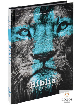 Bíblia Sagrada - ARC - capa dura - Leão cruz azul. 7899938419038