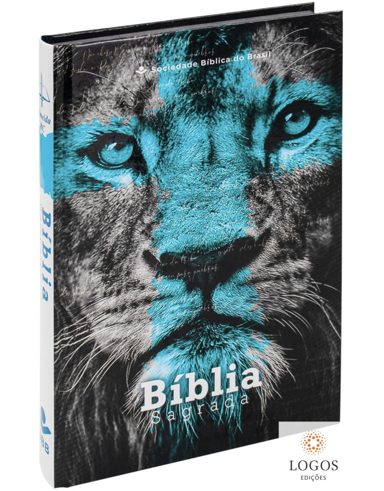 Bíblia Sagrada - ARC - capa dura - Leão cruz azul. 7899938419038