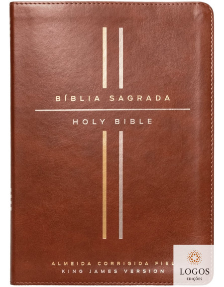 Bíblia Bilingue - português/inglês - ACF - capa couro-soft - castanha. 9786556898667