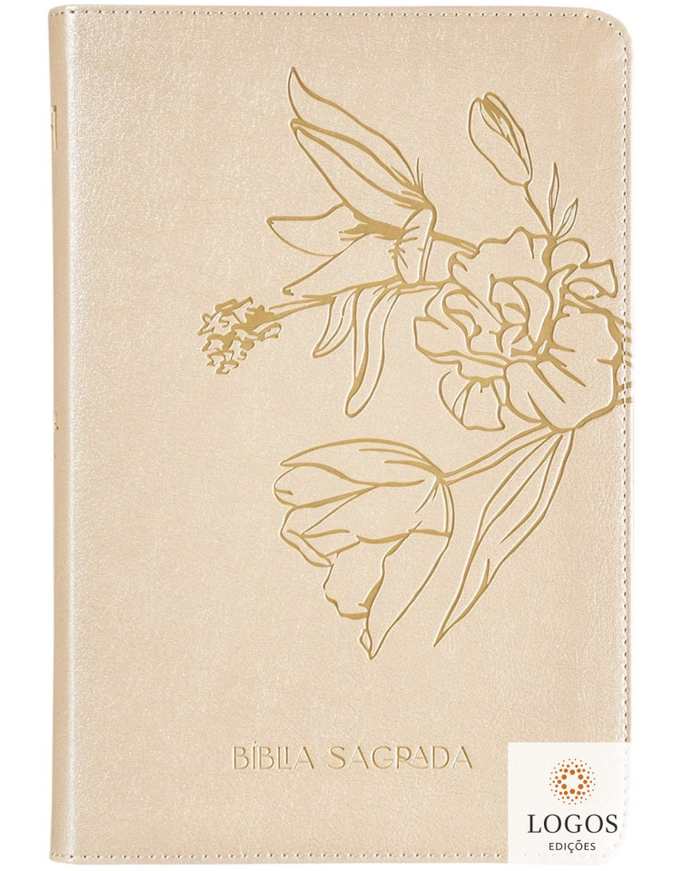 The Purpose Book - Bíblia Sagrada - A21 - Couro soft - Bege flores. 9786556899381