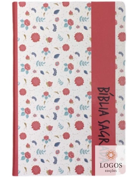 Bíblia Sagrada - ARC - capa semi-flexível - Pink floral com beiras artísticas