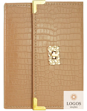 Bíblia bolsa com alça - ARC - harpa - Croco bege. 7796898983350