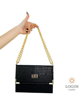 Bíblia bolsa com alça - ARC - harpa - Croco preta. 7796898993250