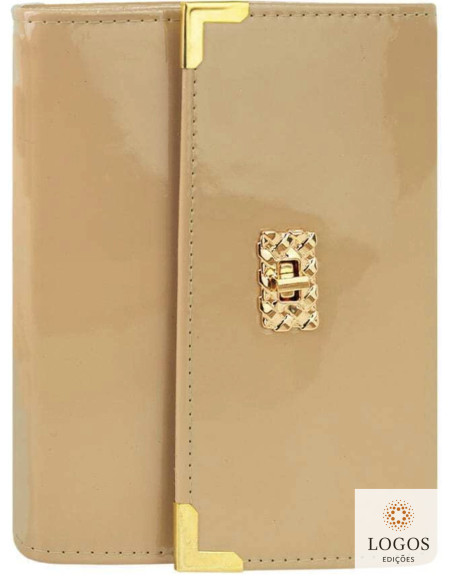 Bíblia bolsa com alça - ARC - harpa - Verniz bege. 7796898983978