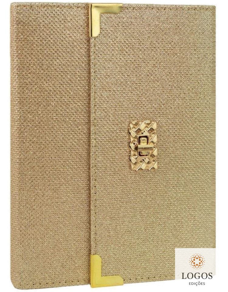 Bíblia bolsa com alça - ARC - harpa - Dourada brilhante. 7796898983596